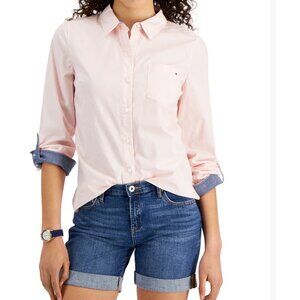 Tommy Hilfiger Button Up Shirt Ballerina Pink Women’s Large NWOT